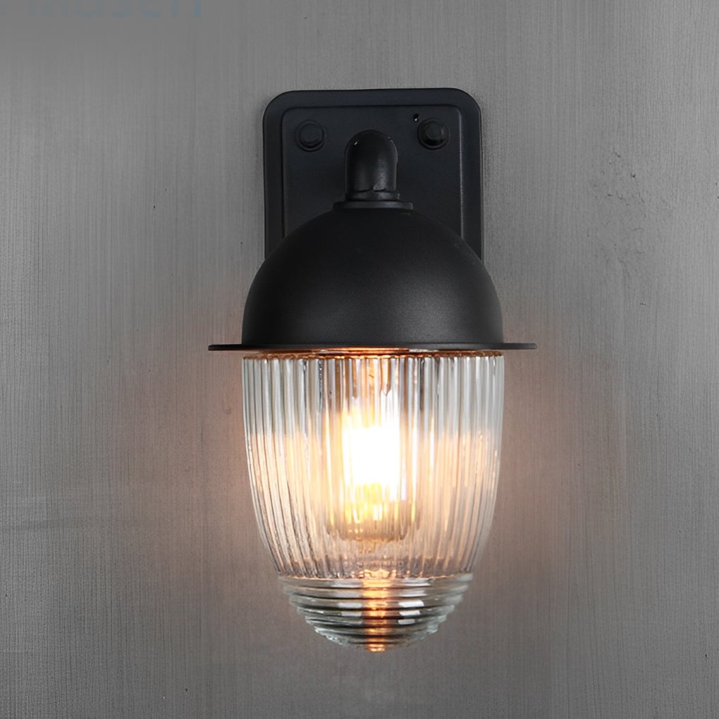 Waterproof Glass Ball Matte Black Modern Outdoor Wall Lamp Exterior Lights - Lumpaz