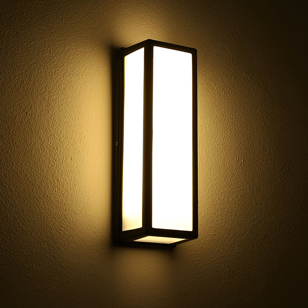 Rectangle LED Waterproof Motion Sensor Black Modern Wall Sconce Lighting - Lumpaz