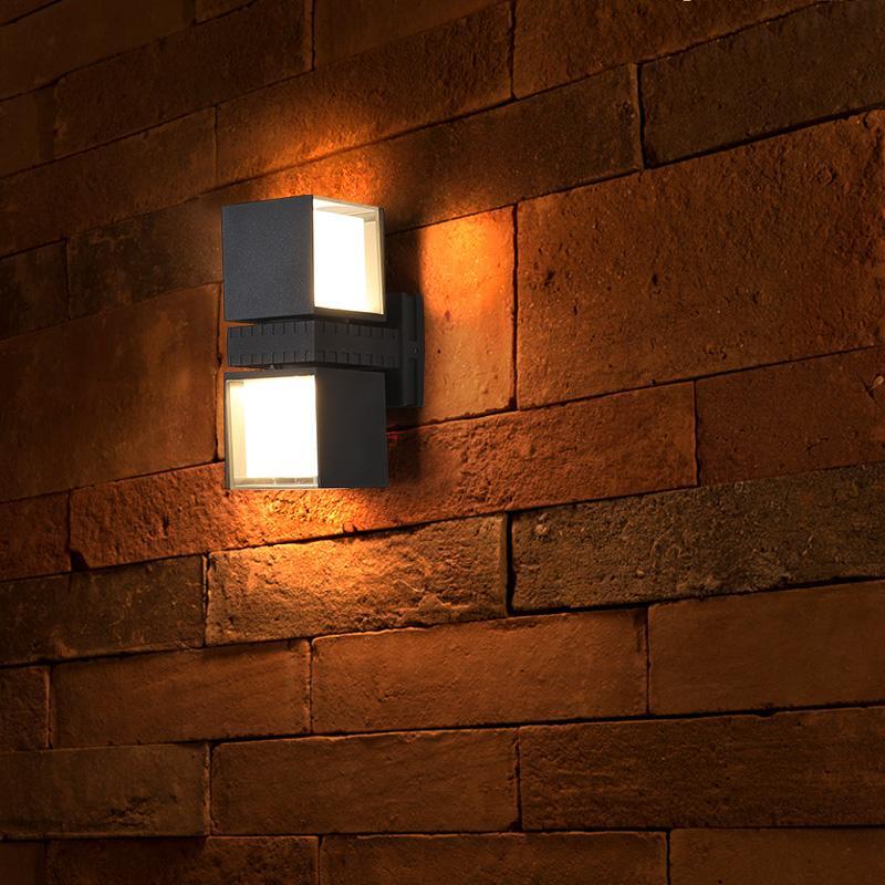 Adjustable Square Lamps Up And Down Lighting Black Outdoor Wall Lights - Lumpaz