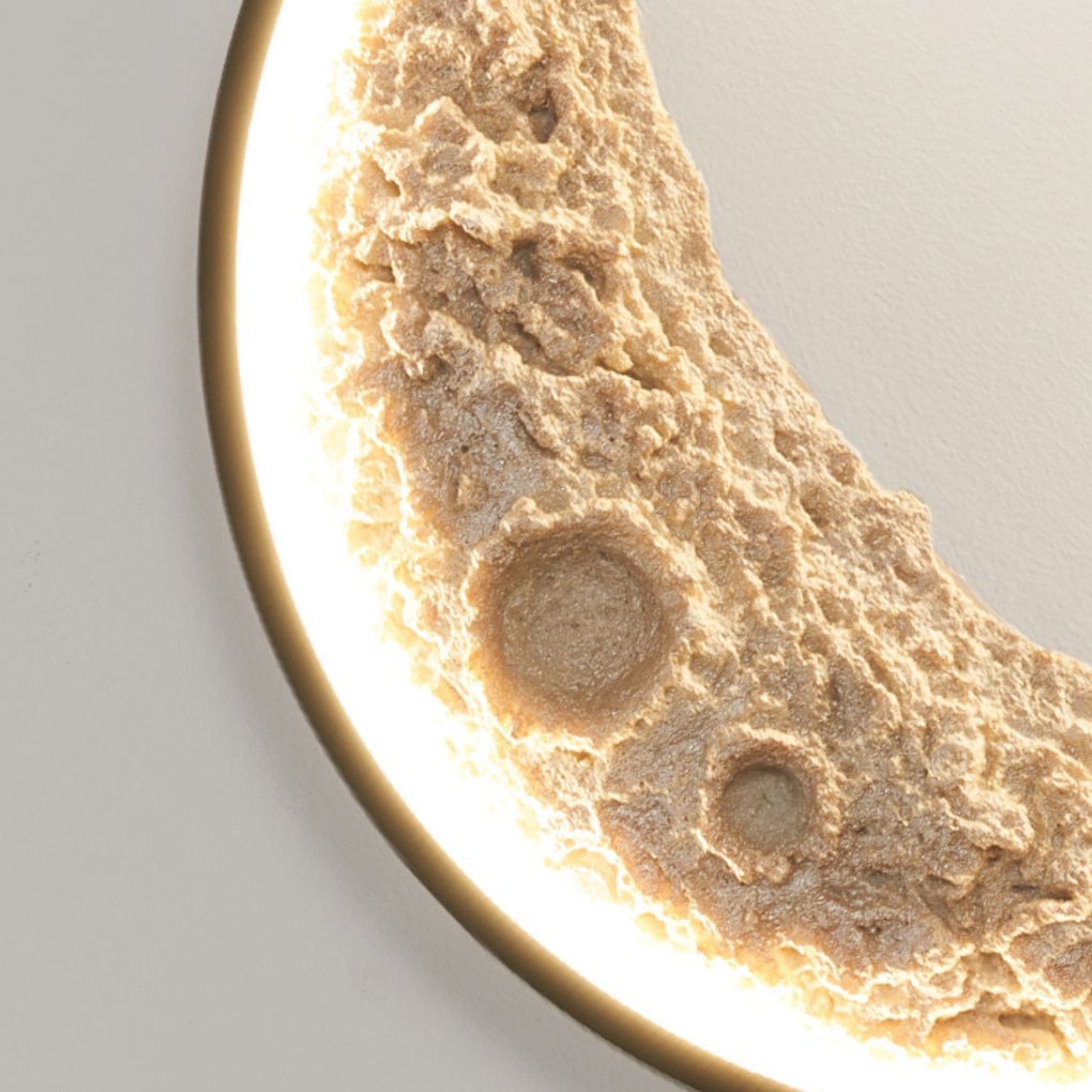 Round Creative Moon Resin Lunar Texture Waterproof Outdoor Wall Lights - Lumpaz