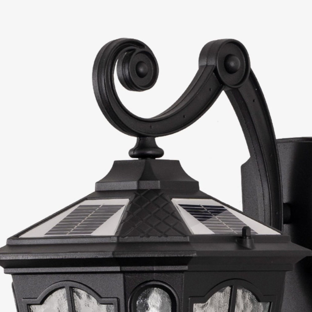Retro Waterproof LED Aluminum Black Vintage Solar Outdoor Wall Light - Lumpaz