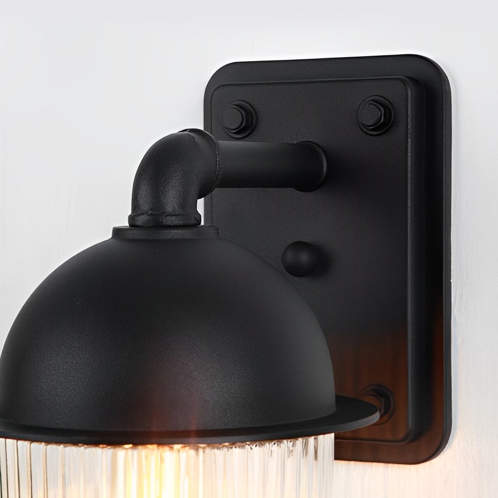 Waterproof Glass Ball Matte Black Modern Outdoor Wall Lamp Exterior Lights - Lumpaz