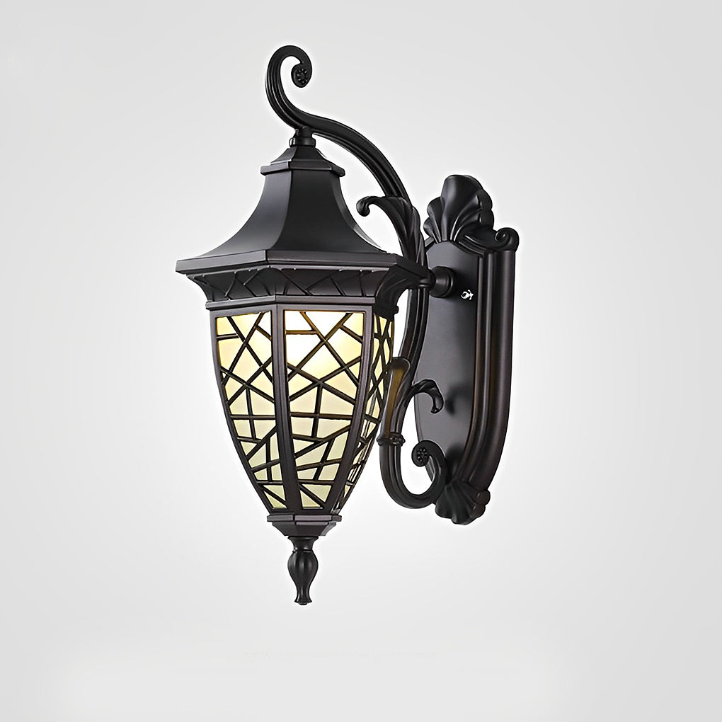 Retro Pattern Waterproof Black American Style Solar Powered Wall Lamp - Lumpaz