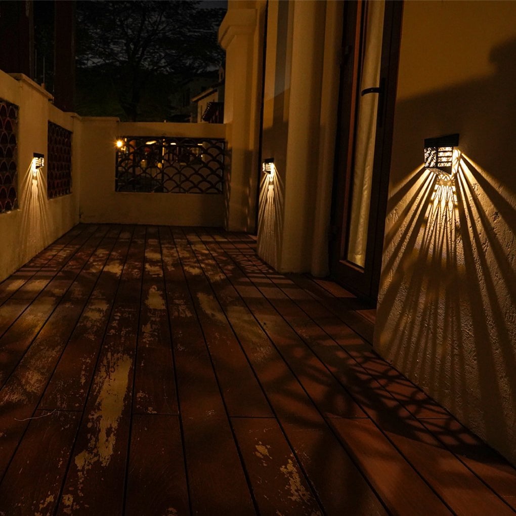 Solar Hollow Outdoor Wall Sconce Lighting Led Fence Wall Lamp Garden Lights - Lumpaz