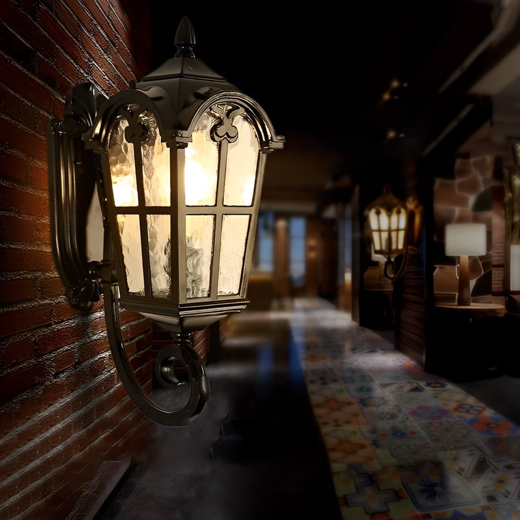 Vintage Glass Waterproof Black European-style Outdoor Wall Lamp Exterior Lights - Lumpaz