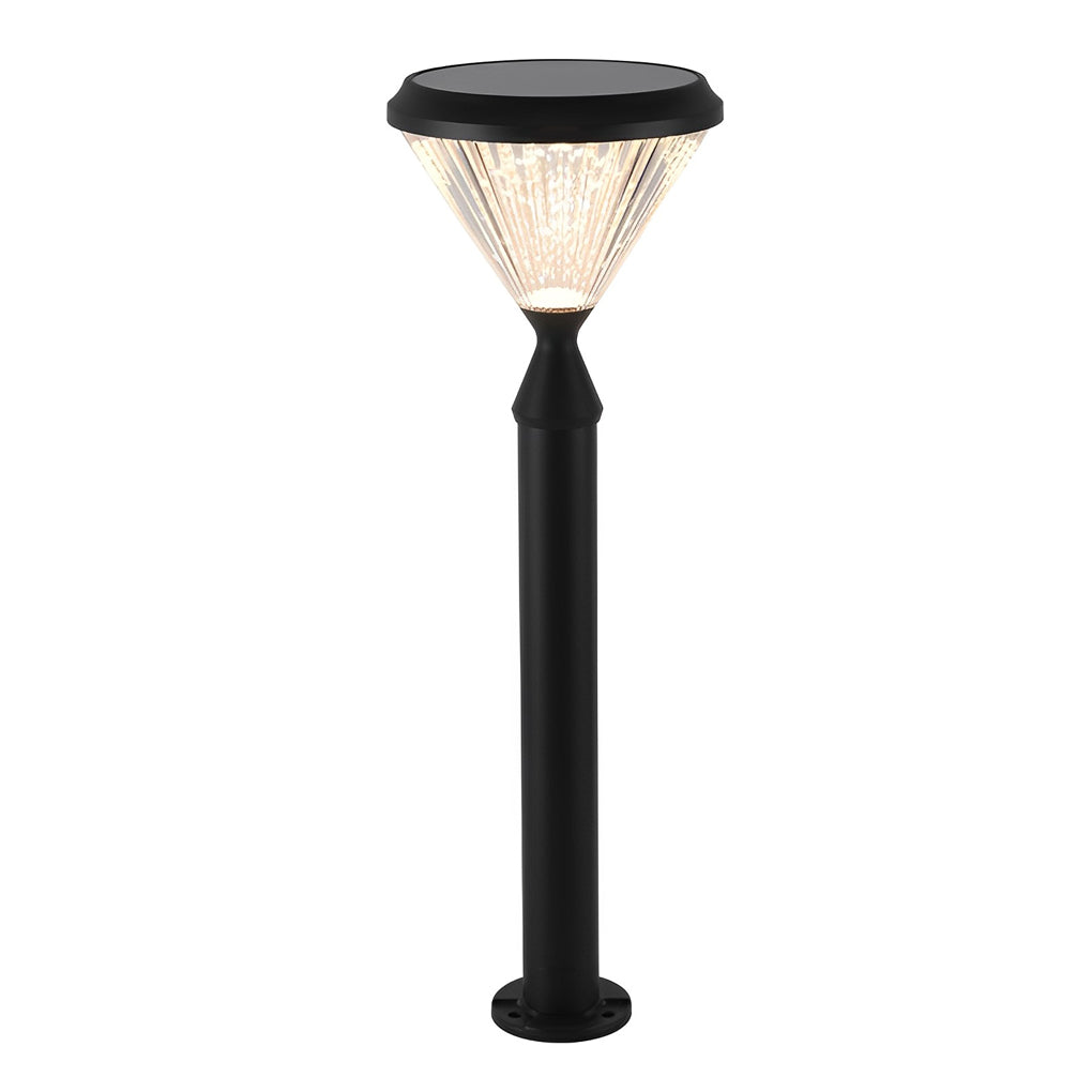 Round Waterproof Light Control LED Black Modern Solar Outdoor Lights - Lumpaz