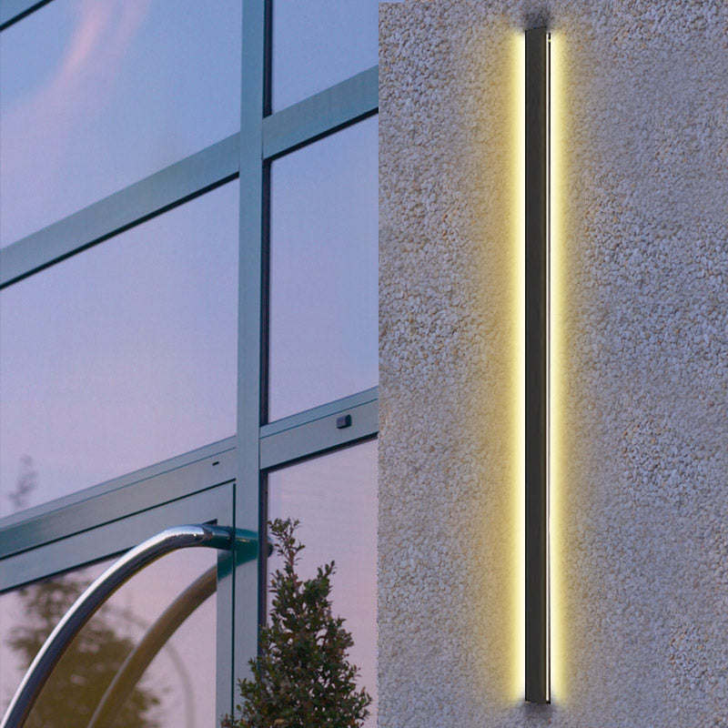 Long Strip LED Waterproof Black Minimalist Outdoor Wall Lights Exterior Lights - Lumpaz