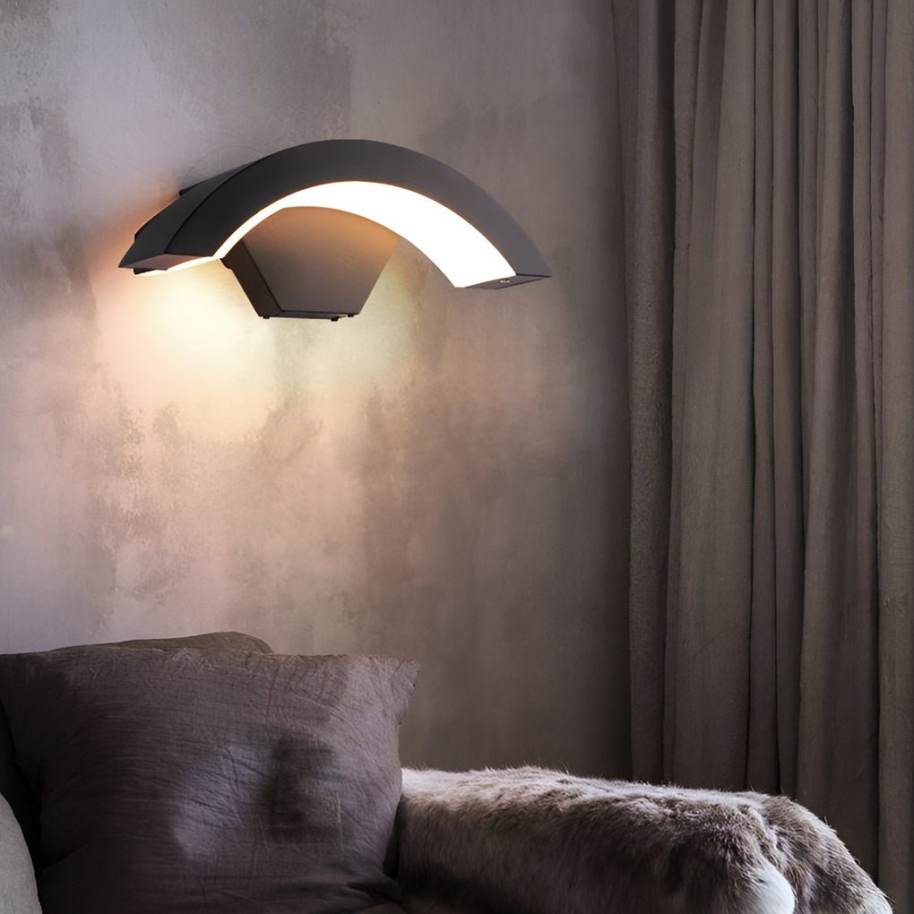 Creative Moon Curved Wall Sconce Motion Sensor Waterproof LED Wall Lamp Outdoor Indoor - Lumpaz