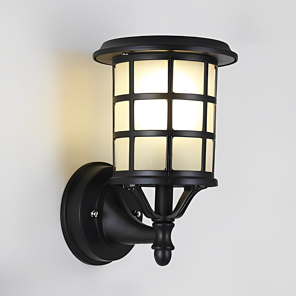 Retro Round Three Step Dimming Black European-style Solar Wall Sconces - Lumpaz