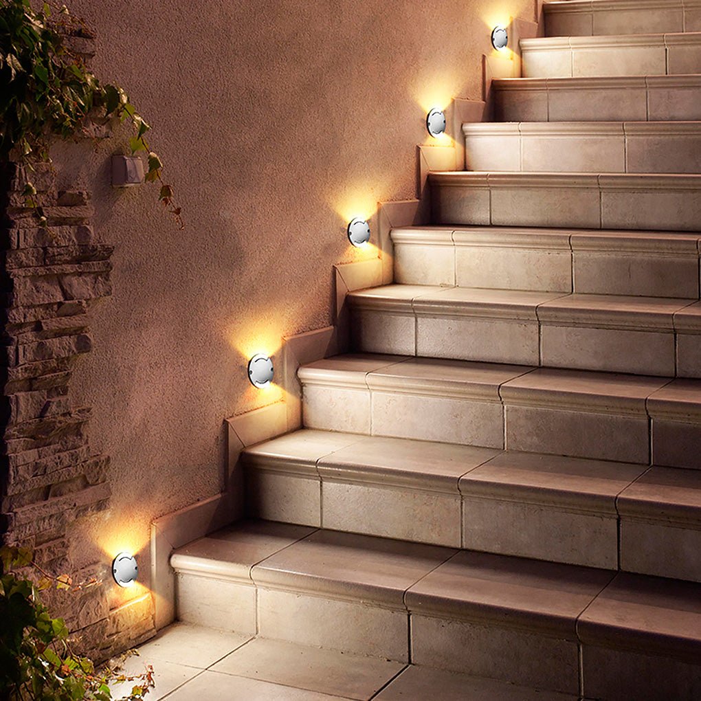 Round DC12V LED Waterproof Mdern Outdoor Step Lights Deck Stair Lights - Lumpaz
