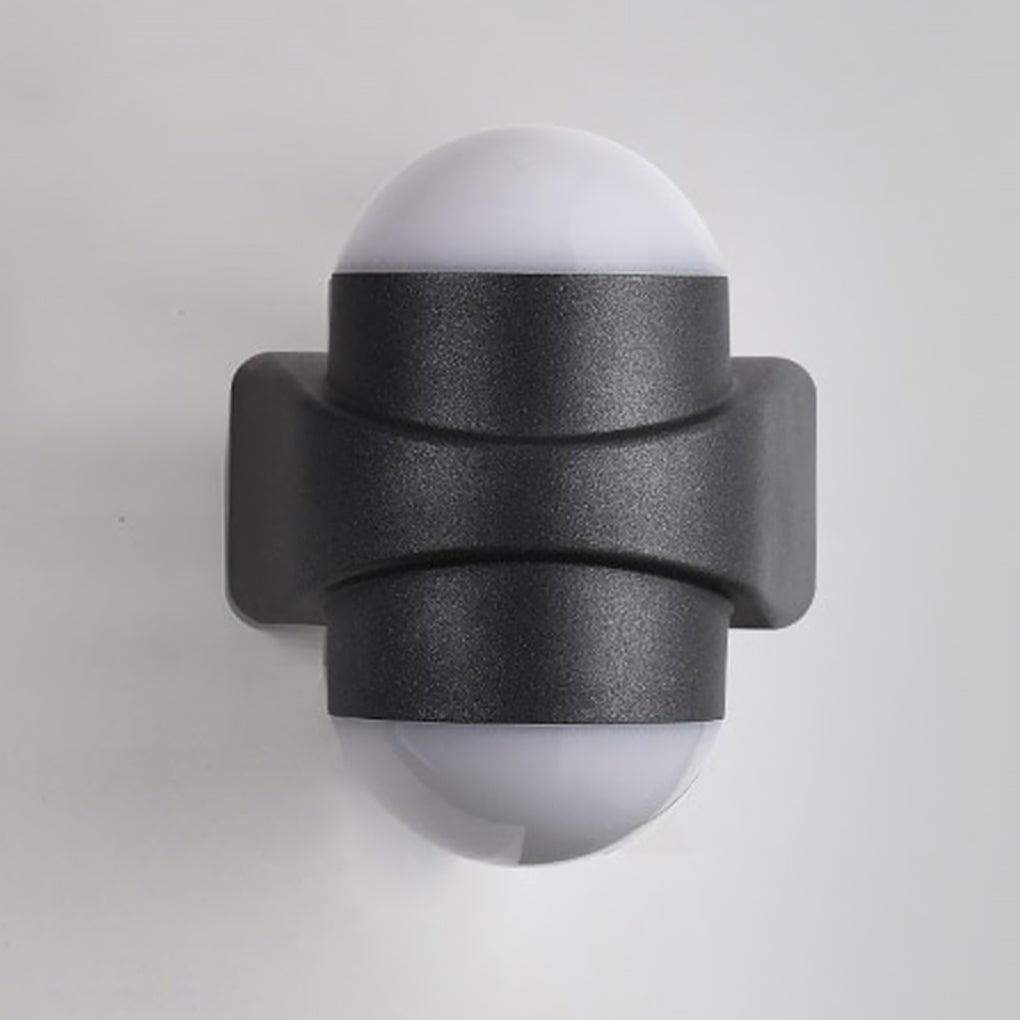Round Waterproof LED Black Modern Up and Down Lights Outdoor Wall Sconces - Lumpaz