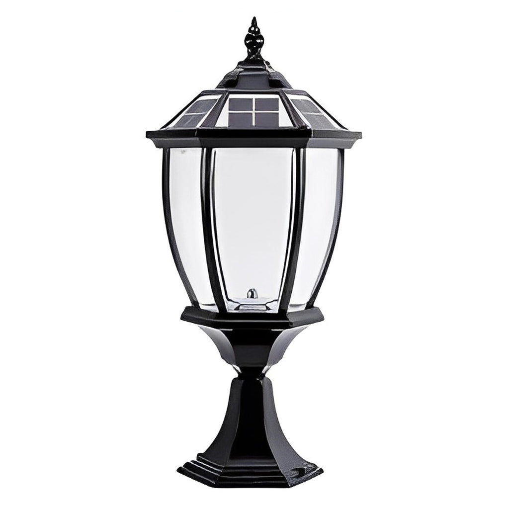 Led Waterproof Black Vintage Outdoor Solar Fence Post Lights with Remote - Lumpaz