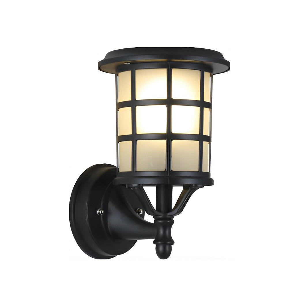 Retro Round Three Step Dimming Black European-style Solar Wall Sconces - Lumpaz