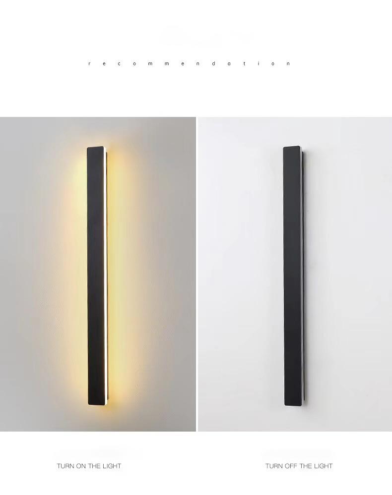 Waterproof Long Strip LED Wall Lamp Outdoor Wall Lights Black Porch Lights - Lumpaz