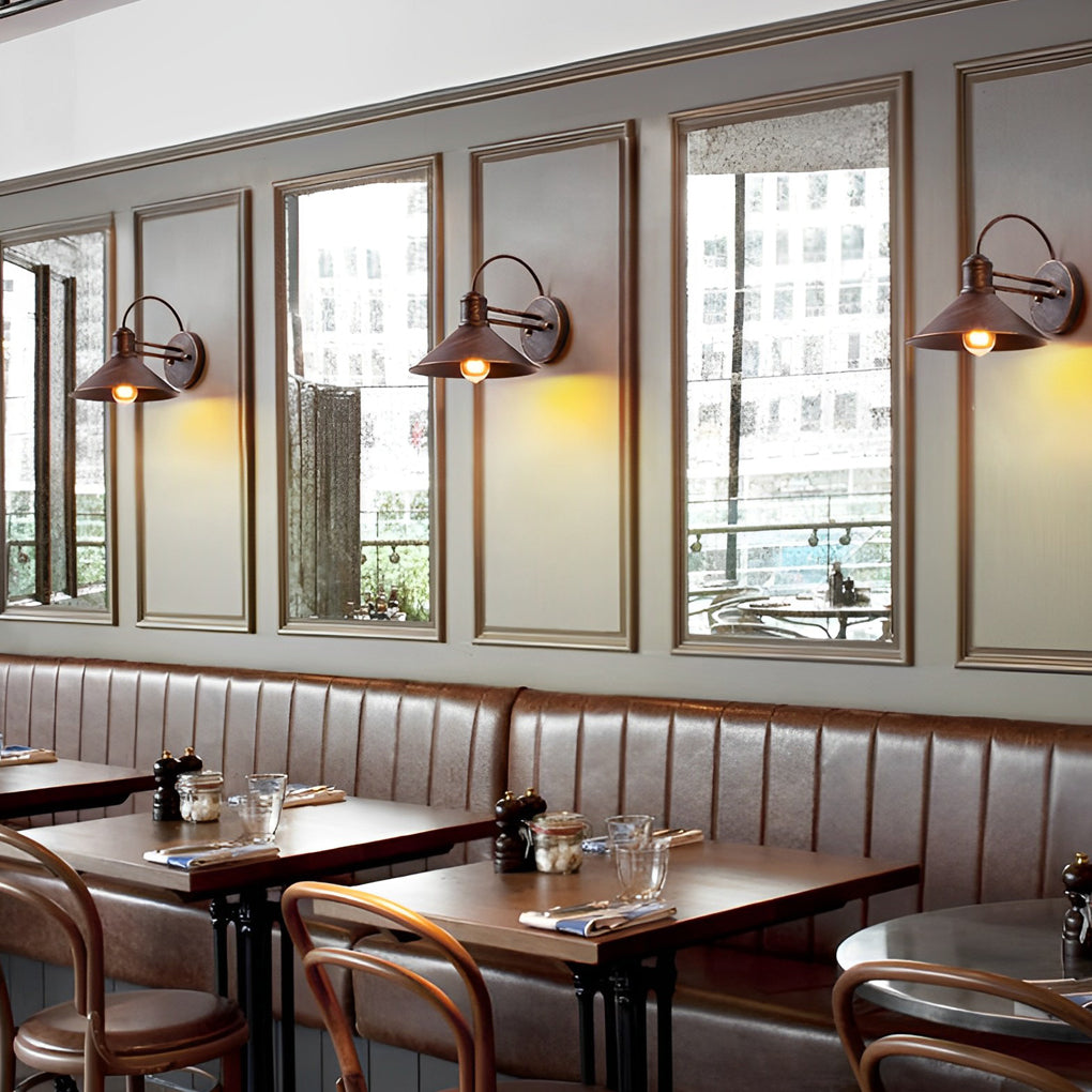 Retro Conical Iron Waterproof Industrial Style Outdoor Wall Lamp Exterior Lights - Lumpaz