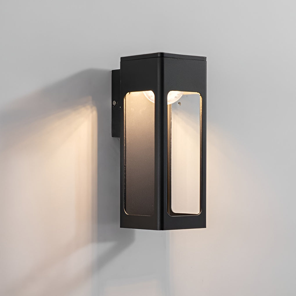 Rectangular IP65 LED Black Modern Outdoor Wall Sconce - Lumpaz