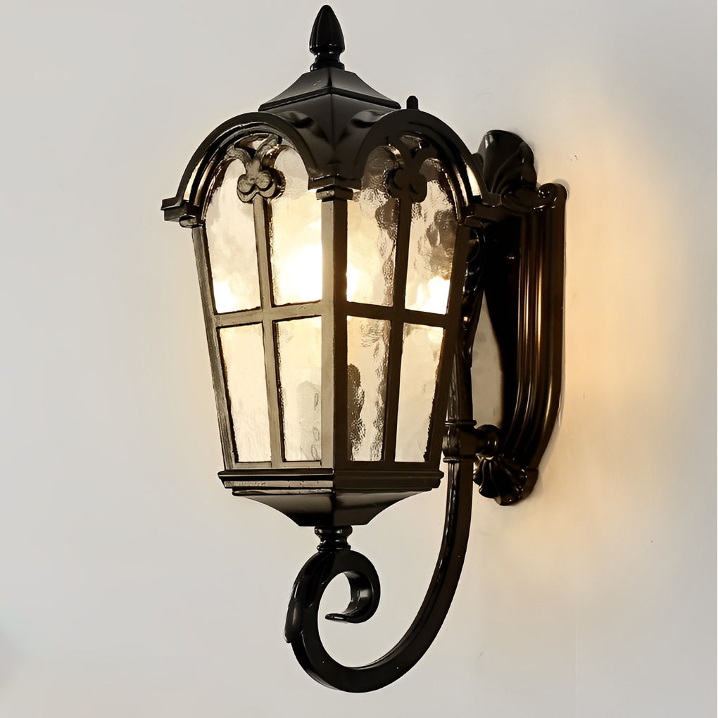 Vintage Glass Waterproof Black European-style Outdoor Wall Lamp Exterior Lights - Lumpaz