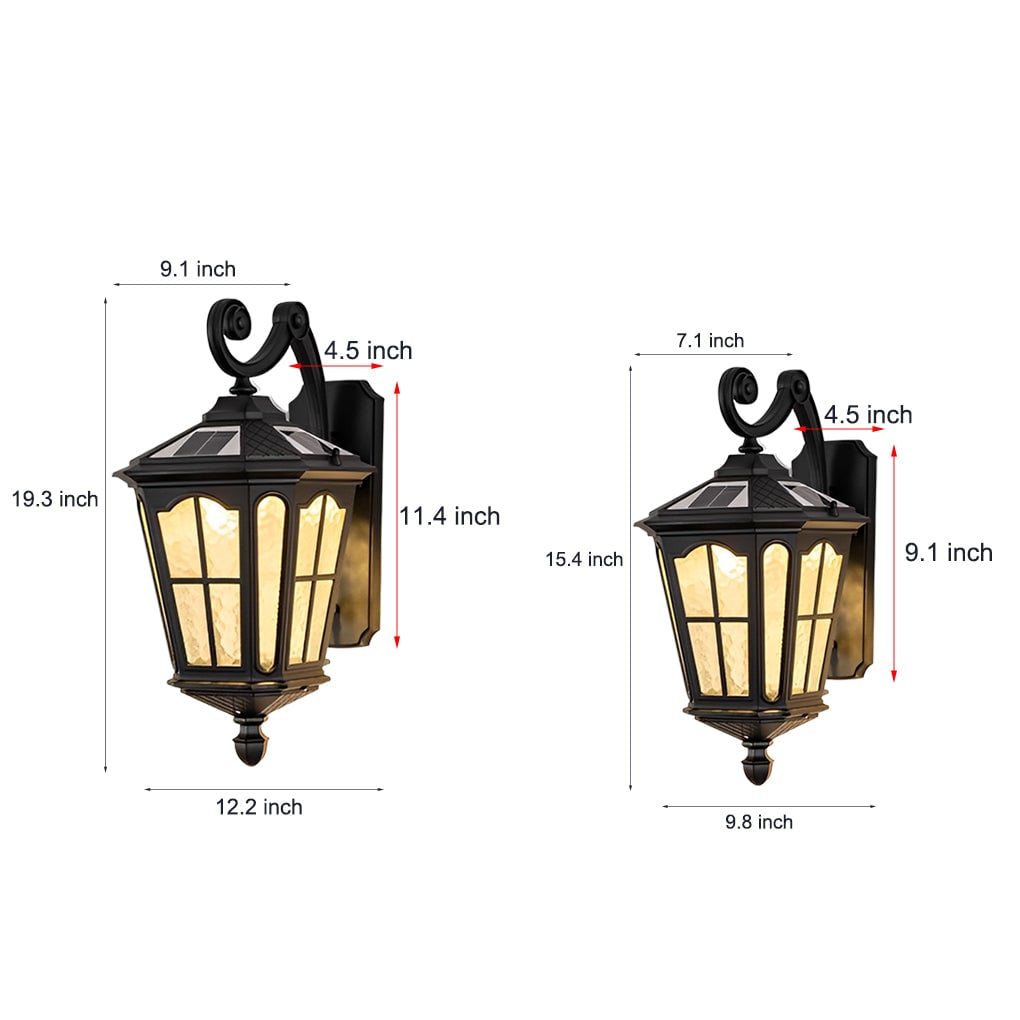 Retro Waterproof LED Aluminum Black Vintage Solar Outdoor Wall Light - Lumpaz
