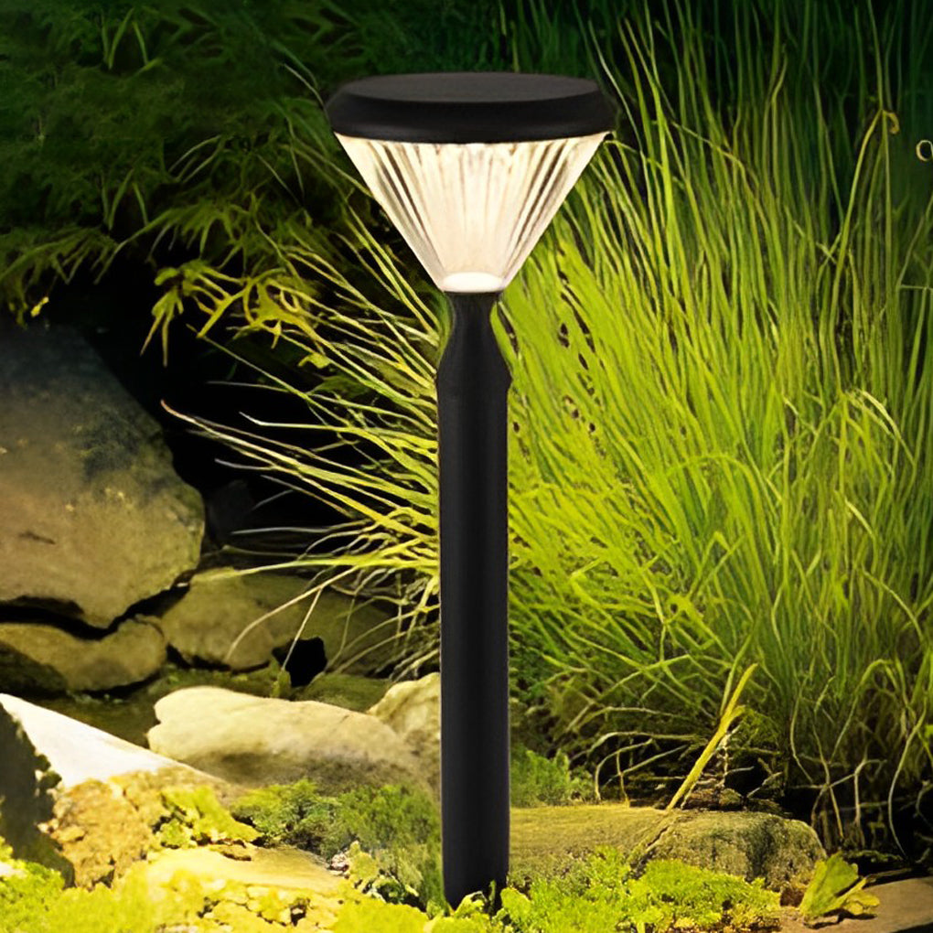 Round Waterproof Light Control LED Black Modern Solar Outdoor Lights - Lumpaz