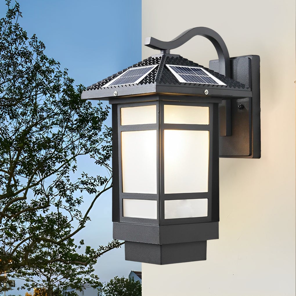 Vintage Waterproof LED Glass Matte Black Retro Wall Lamp Exterior Lights - Lumpaz