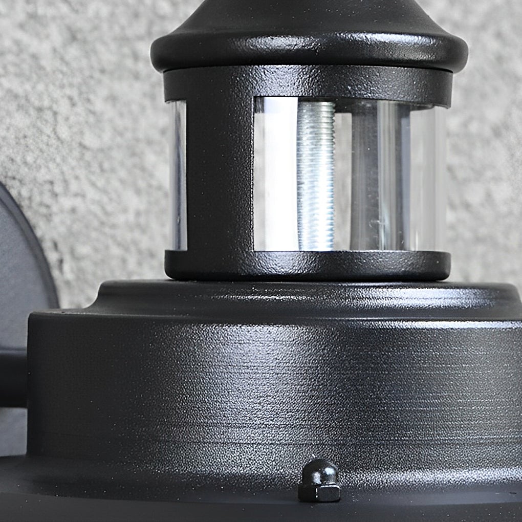 Antique Round Iron Bubbles Glass American Style Outdoor Wall Lights - Lumpaz