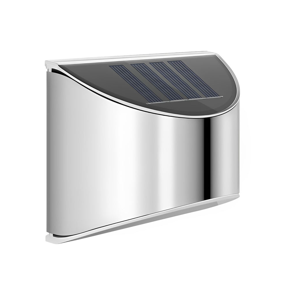 Stainless Steel Minimalist Waterproof Silver Modern Solar Wall Lamp - Lumpaz