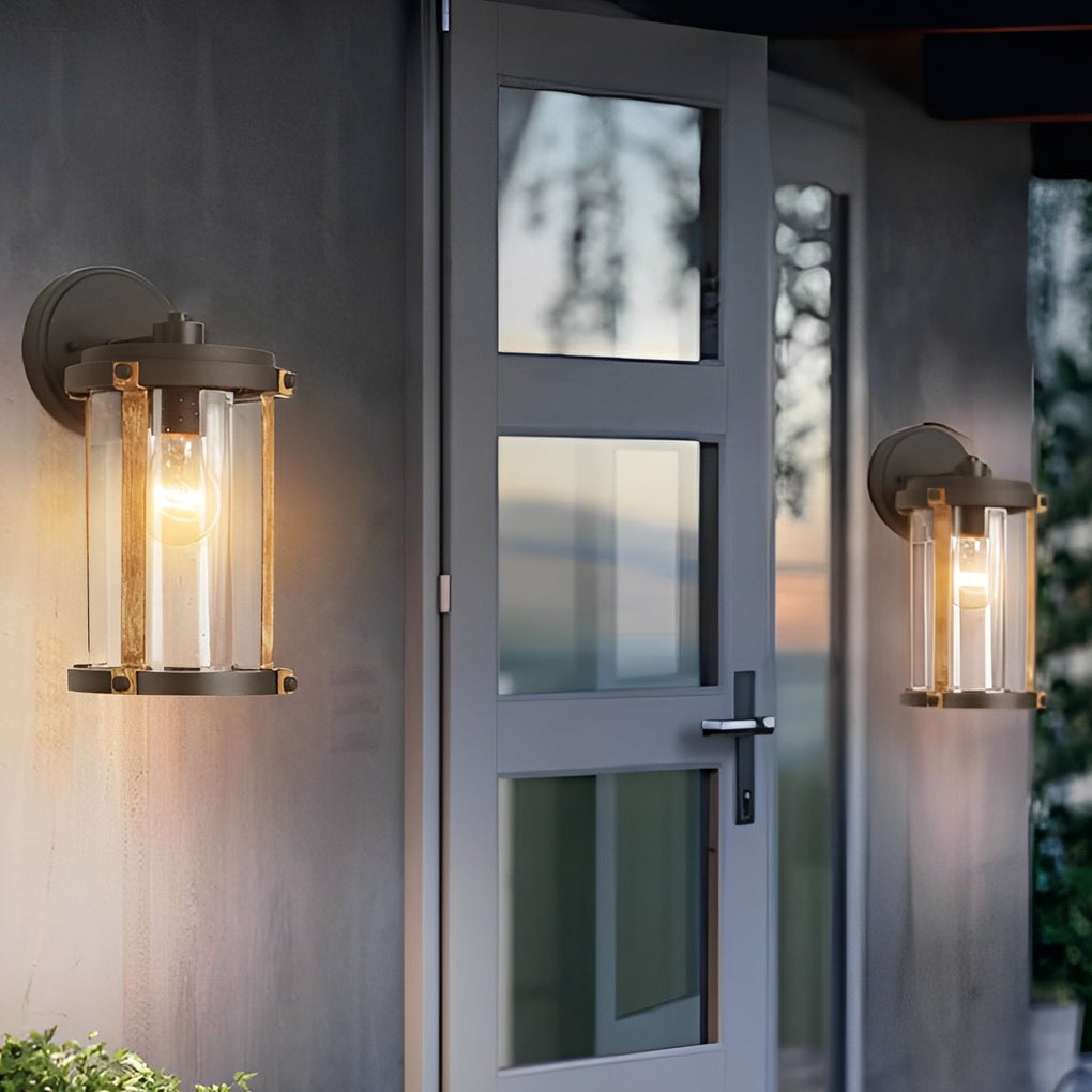 Vintage Waterproof Glass Black Industrial Style Outdoor Wall Sconces Lighting - Lumpaz