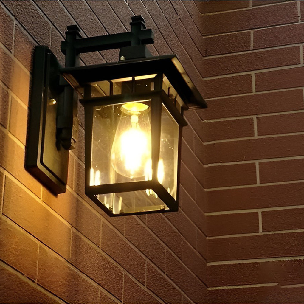 Pavilion Shaped Glass LED Waterproof Retro Outdoor Wall Lamp Wall Sconce Lighting without Bulb - Lumpaz