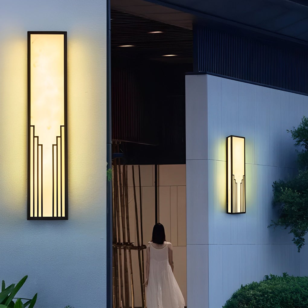 Strip Rectangular Resin Waterproof LED Black Modern Outdoor Wall Light - Lumpaz
