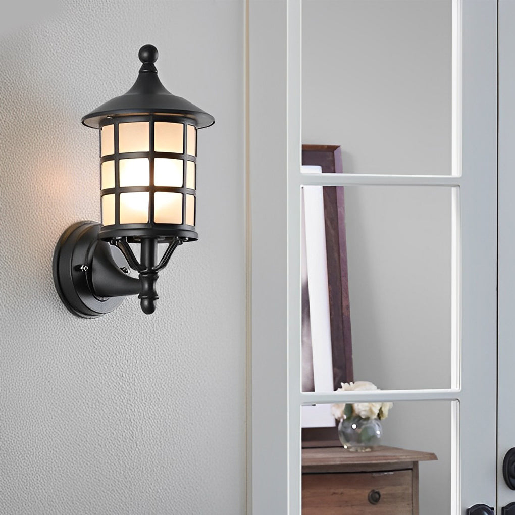 Retro Round Three Step Dimming Black European-style Solar Wall Sconces - Lumpaz