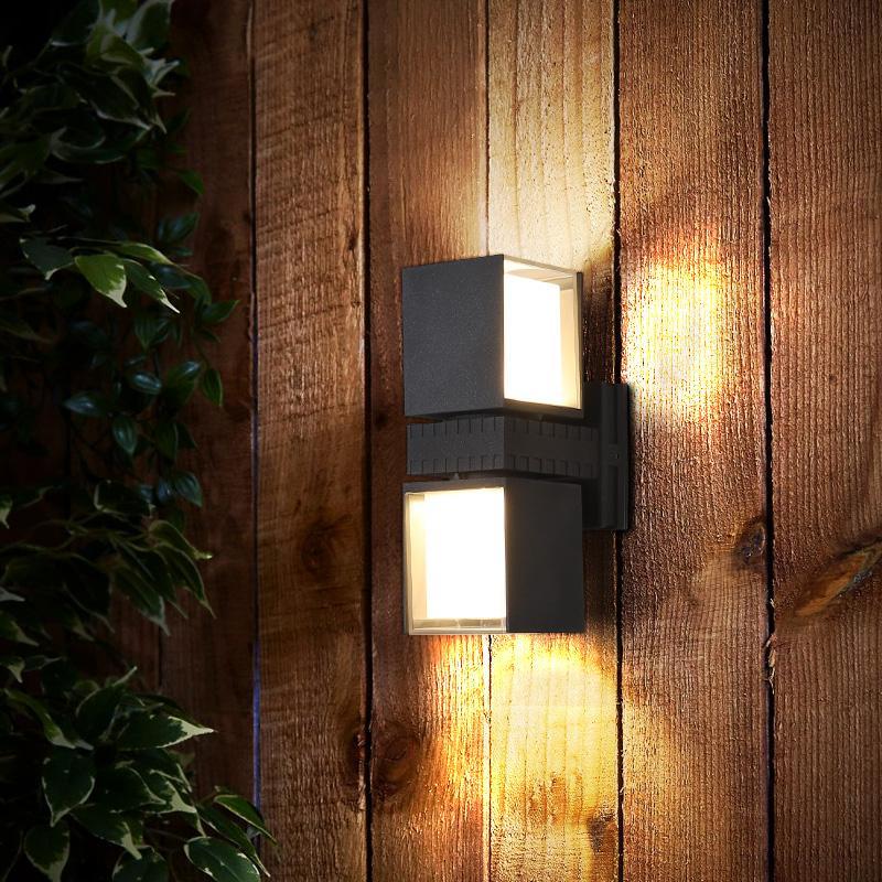Adjustable Square Lamps Up And Down Lighting Black Outdoor Wall Lights - Lumpaz