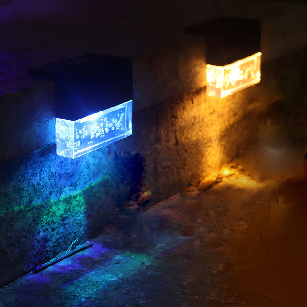 2PCS Solar Sunset Fence Lights RGB LED Outdoor Acrylic Bubbles Step Deck Light - Lumpaz