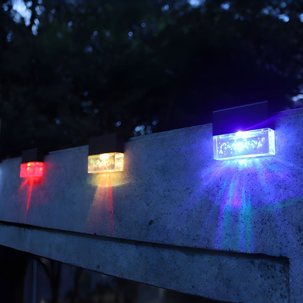 2PCS Solar Sunset Fence Lights RGB LED Outdoor Acrylic Bubbles Step Deck Light - Lumpaz