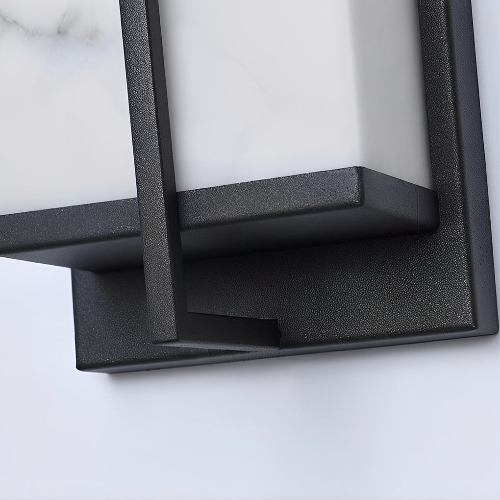 Resin Rectangular Waterproof LED Black Modern Outdoor Sconce Lighting - Lumpaz