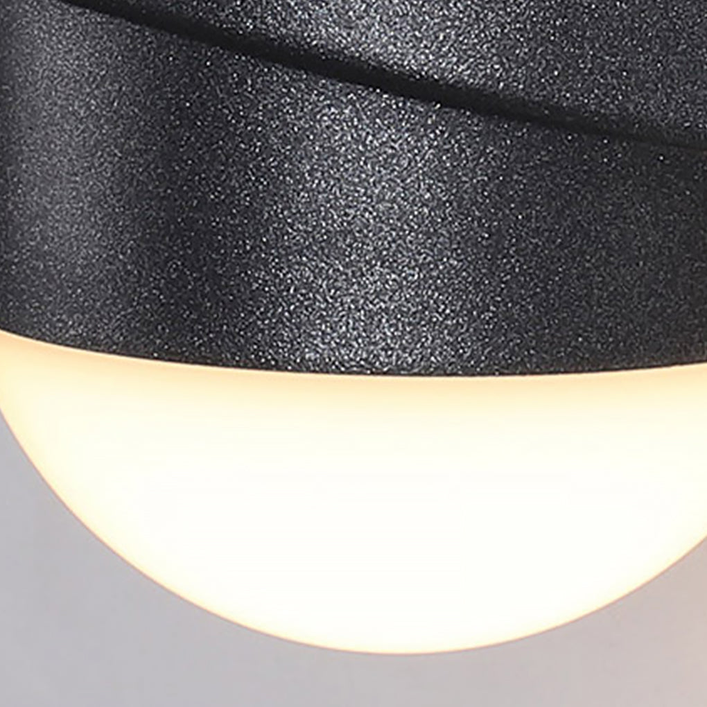 Round Waterproof LED Black Modern Up and Down Lights Outdoor Wall Sconces - Lumpaz