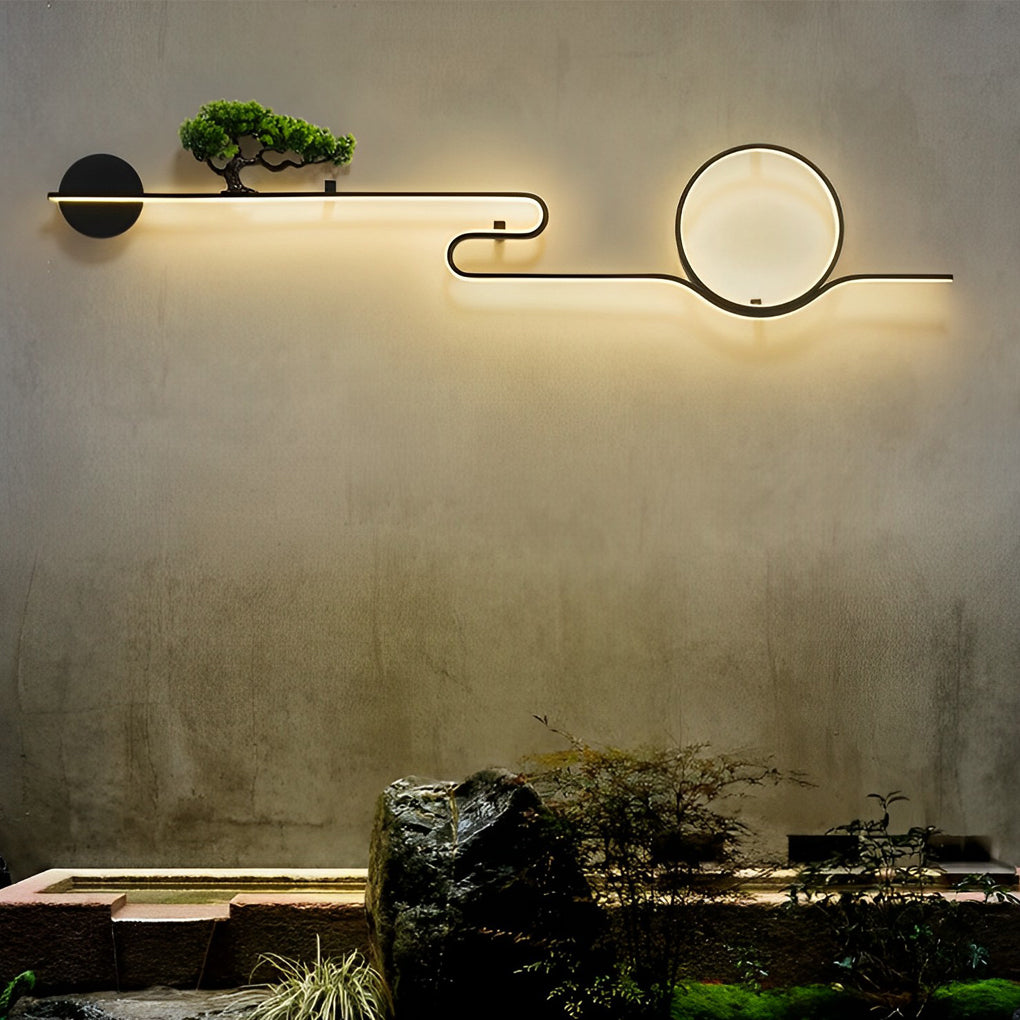 Moon Tree Scenery Waterproof LED Black Retro Outdoor Wall Lights Sconces - Lumpaz