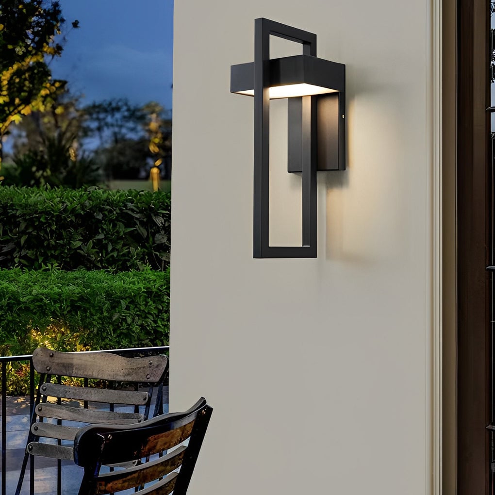 Rectangular Minimalist LED Waterproof Black Modern Outdoor Wall Lamp - Lumpaz