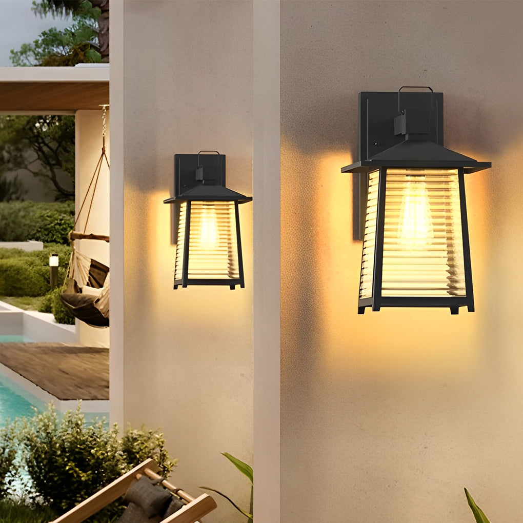 Waterproof Thickened Glass Black Retro Solar Outdoor Wall Lights - Lumpaz