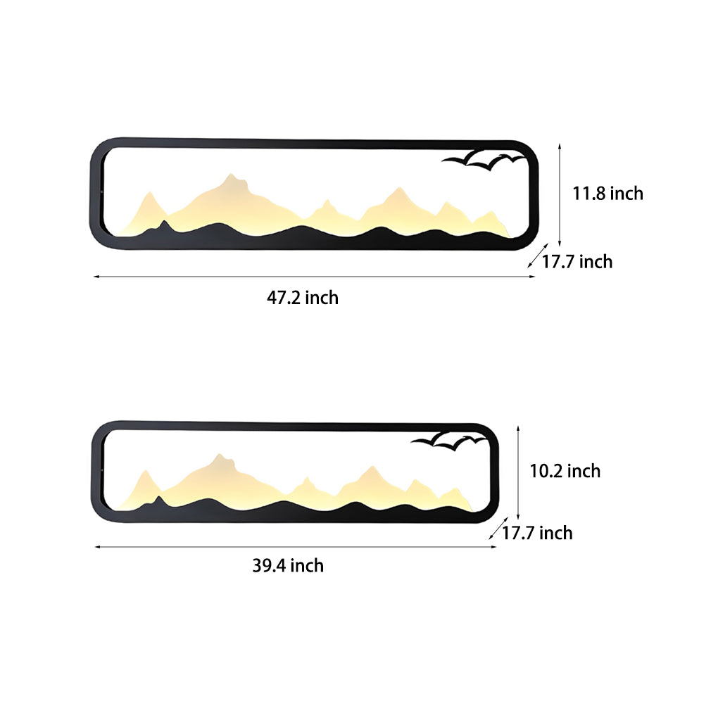 Rectangular Mountain Scenery LED Waterproof Black Outdoor Wall Lamp - Lumpaz