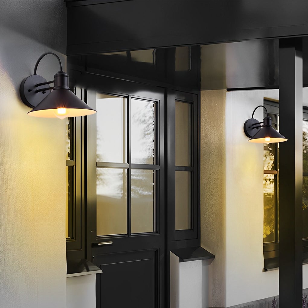 Retro Conical Iron Waterproof Industrial Style Outdoor Wall Lamp Exterior Lights - Lumpaz