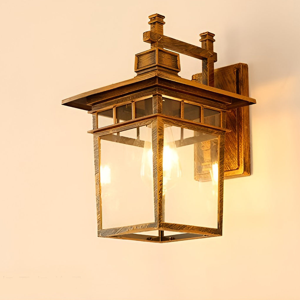 Pavilion Shaped Glass LED Waterproof Retro Outdoor Wall Lamp Wall Sconce Lighting without Bulb - Lumpaz