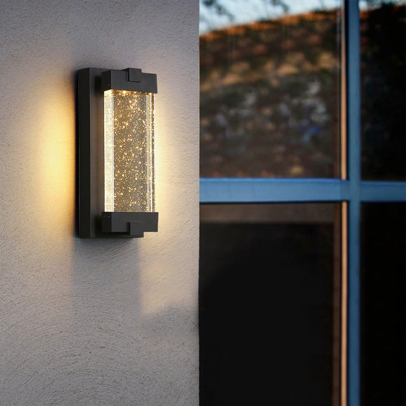 Rectangular Bubbles Crystal Waterproof COB Black Outdoor Wall Lights - Lumpaz