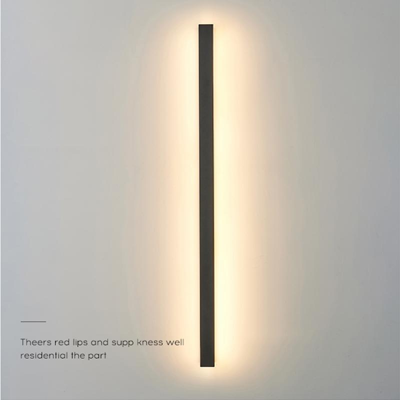 Waterproof Long Strip LED Wall Lamp Outdoor Wall Lights Black Porch Lights - Lumpaz