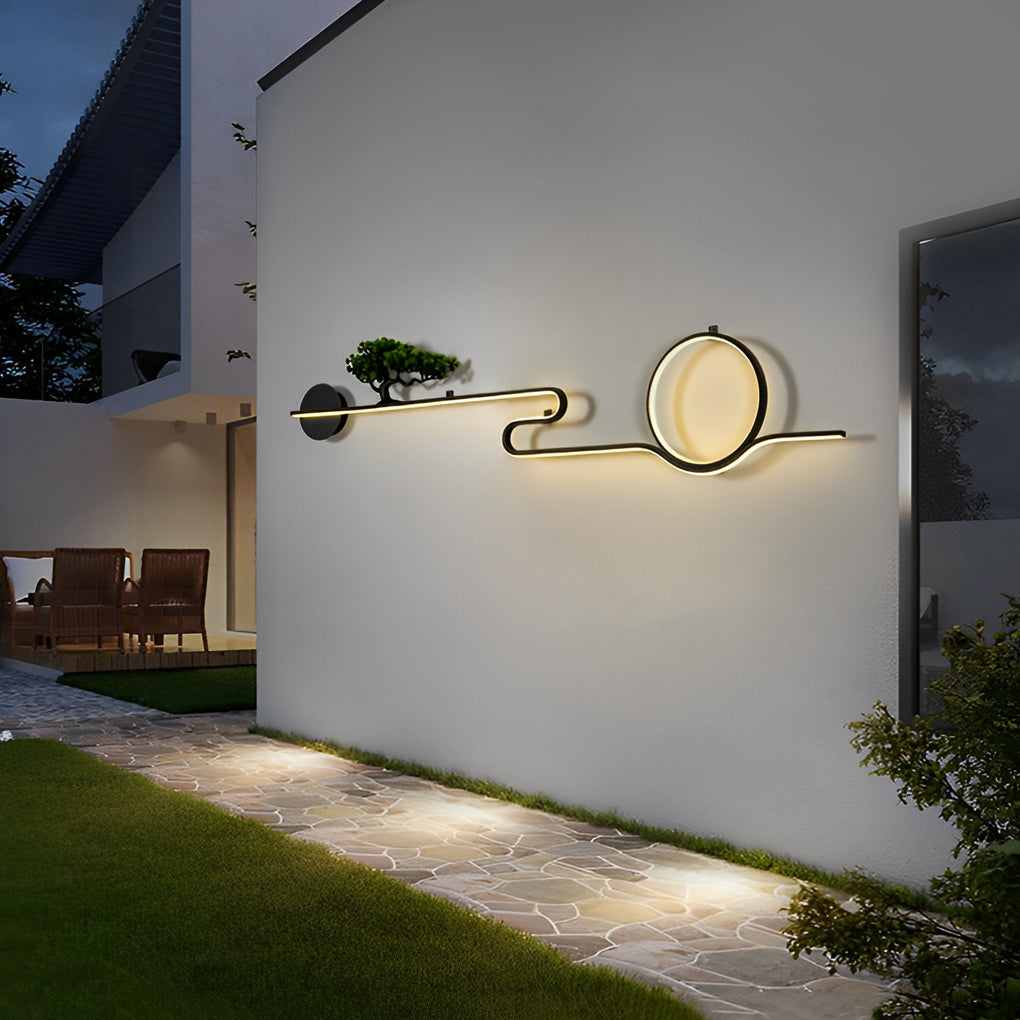 Moon Tree Scenery Waterproof LED Black Retro Outdoor Wall Lights Sconces - Lumpaz
