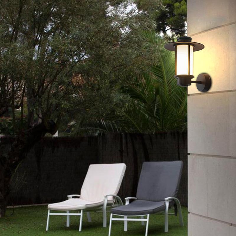 Top Hats Shape Aluminum LED Waterproof Black Retro Outdoor Wall Lights - Lumpaz