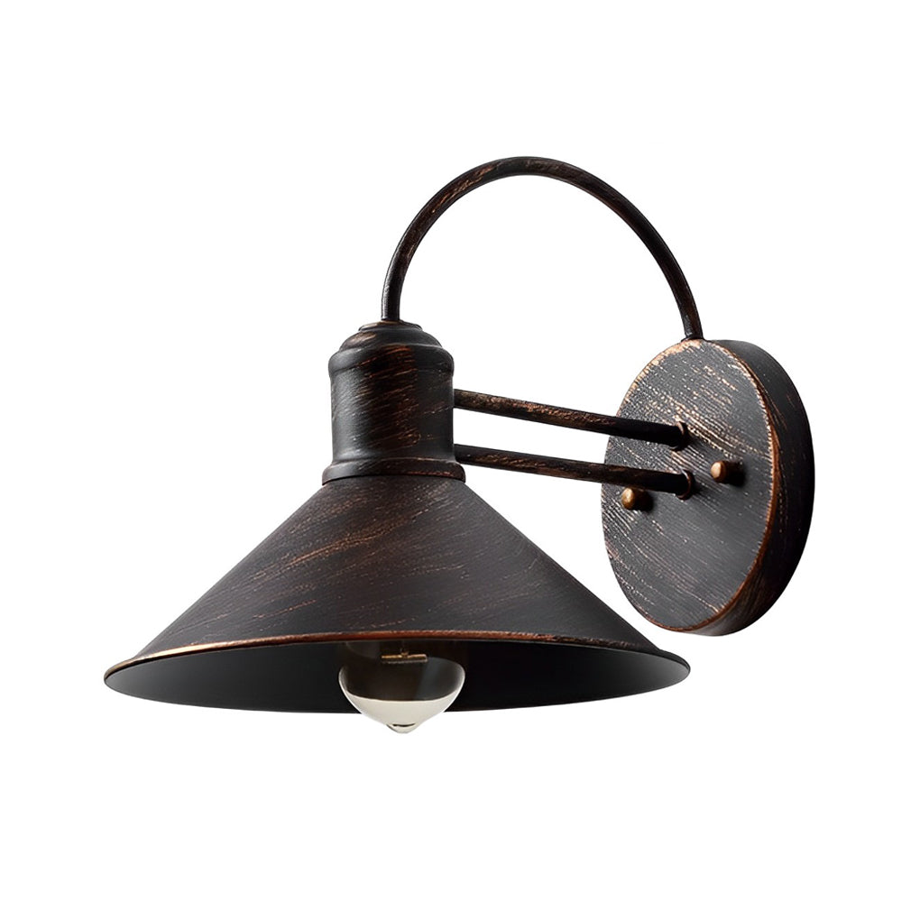 Retro Conical Iron Waterproof Industrial Style Outdoor Wall Lamp Exterior Lights - Lumpaz