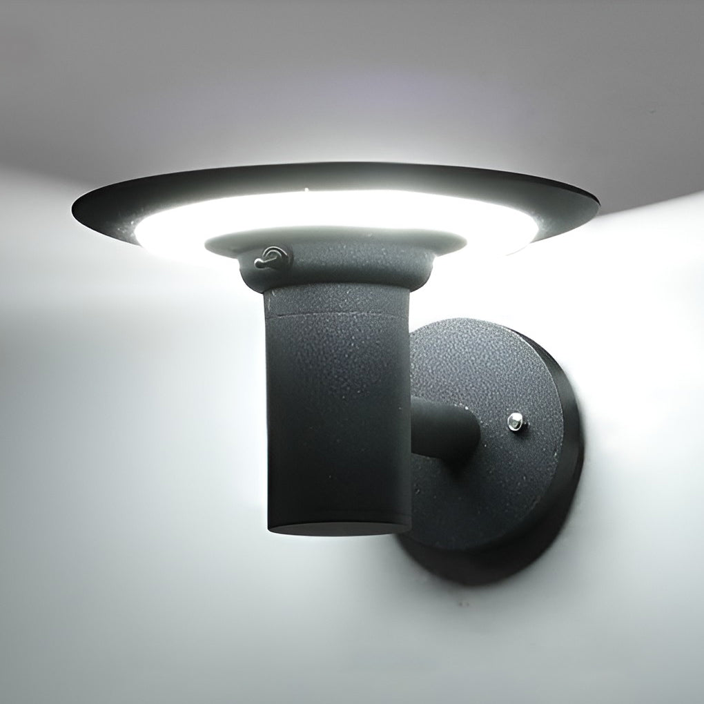 Round UFO-shaped LED Waterproof Solar Modern Outdoor Sconces Wall Lamp - Lumpaz