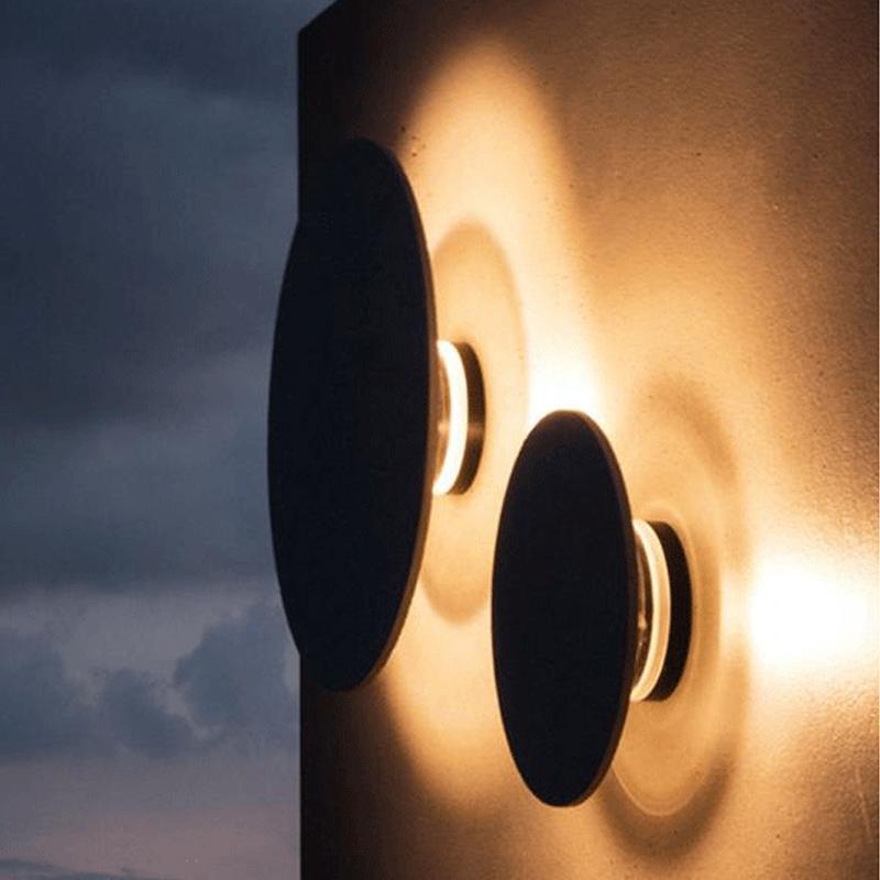 Round Concrete LED Waterproof Gray Modern Outdoor Wall Lights Porch Lights - Lumpaz