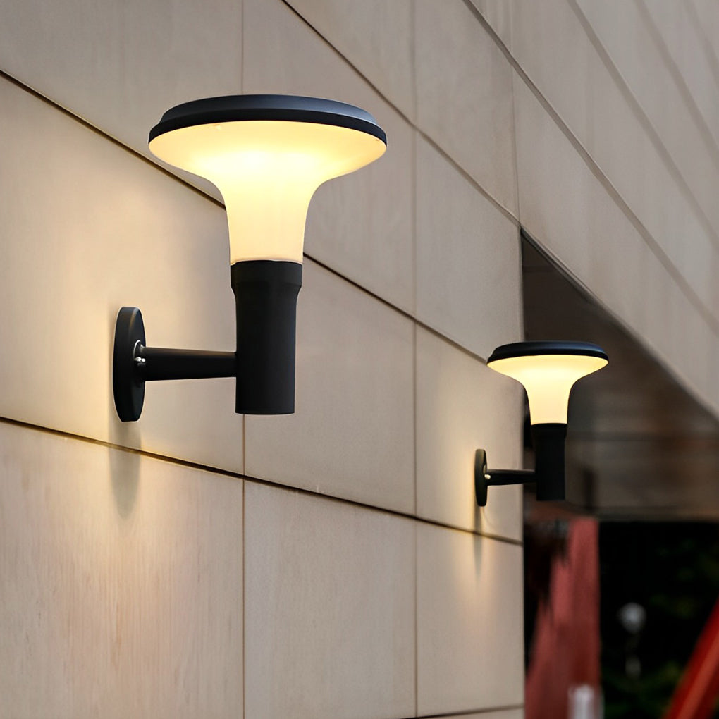 Round Flower LED Waterproof Black Modern Solar Wall Lamp Wall Sconces Lighting - Lumpaz