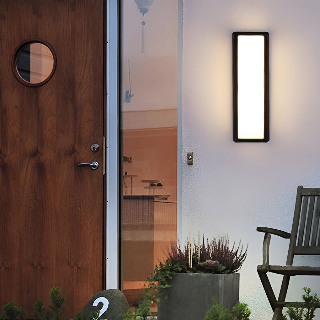 Rectangle LED Waterproof Motion Sensor Black Modern Wall Sconce Lighting - Lumpaz